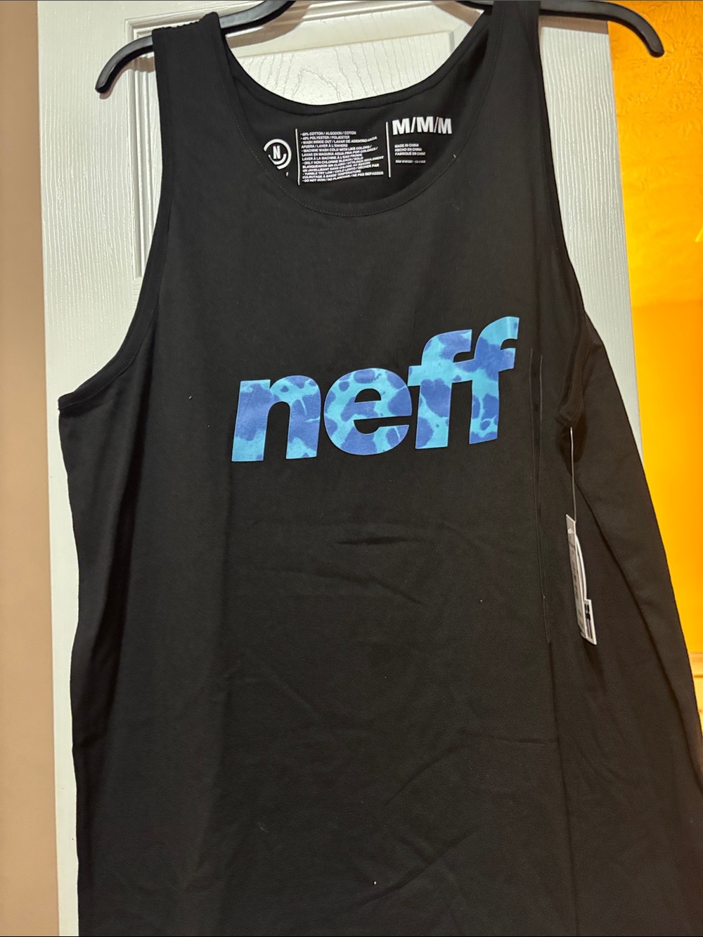 Neff Black Tank Top with Blue Camouflage Logo